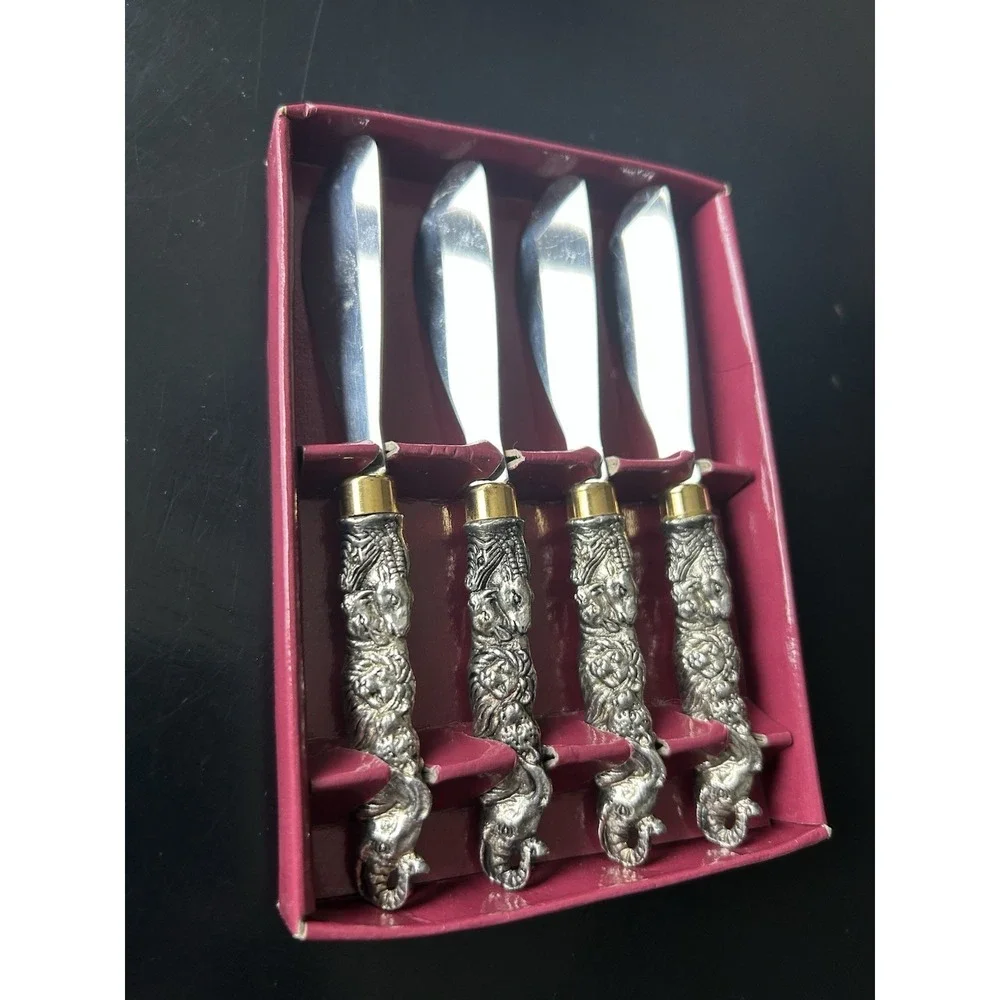 Arthur‎ Court Stainless Steel Zoo Animals Cheese Appetizer Spreaders 4